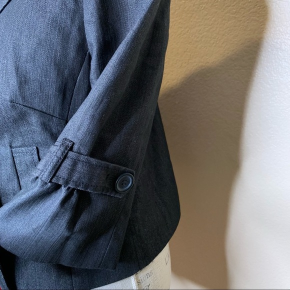 Ann Taylor LOFT ~ Dark Wash Denim Pea Coat With Gathered 3/4 Sleeves Size 8 - Picture 4 of 9